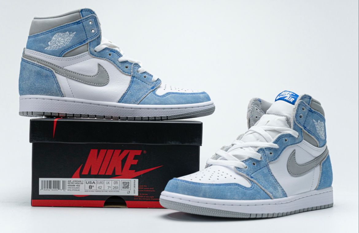 Washed North Carolina Blue PRO Edition Jordan 1st Generation Basketball Sneakers
