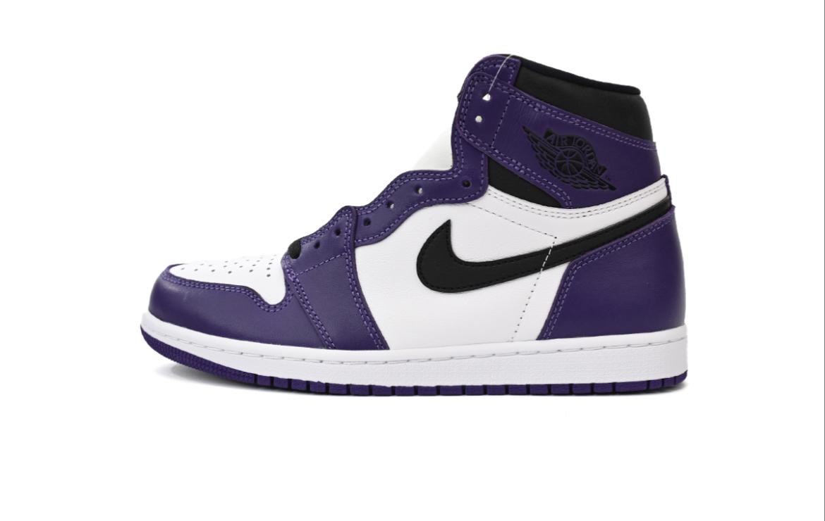 Purple toe Jordan 1 basketball sneakers