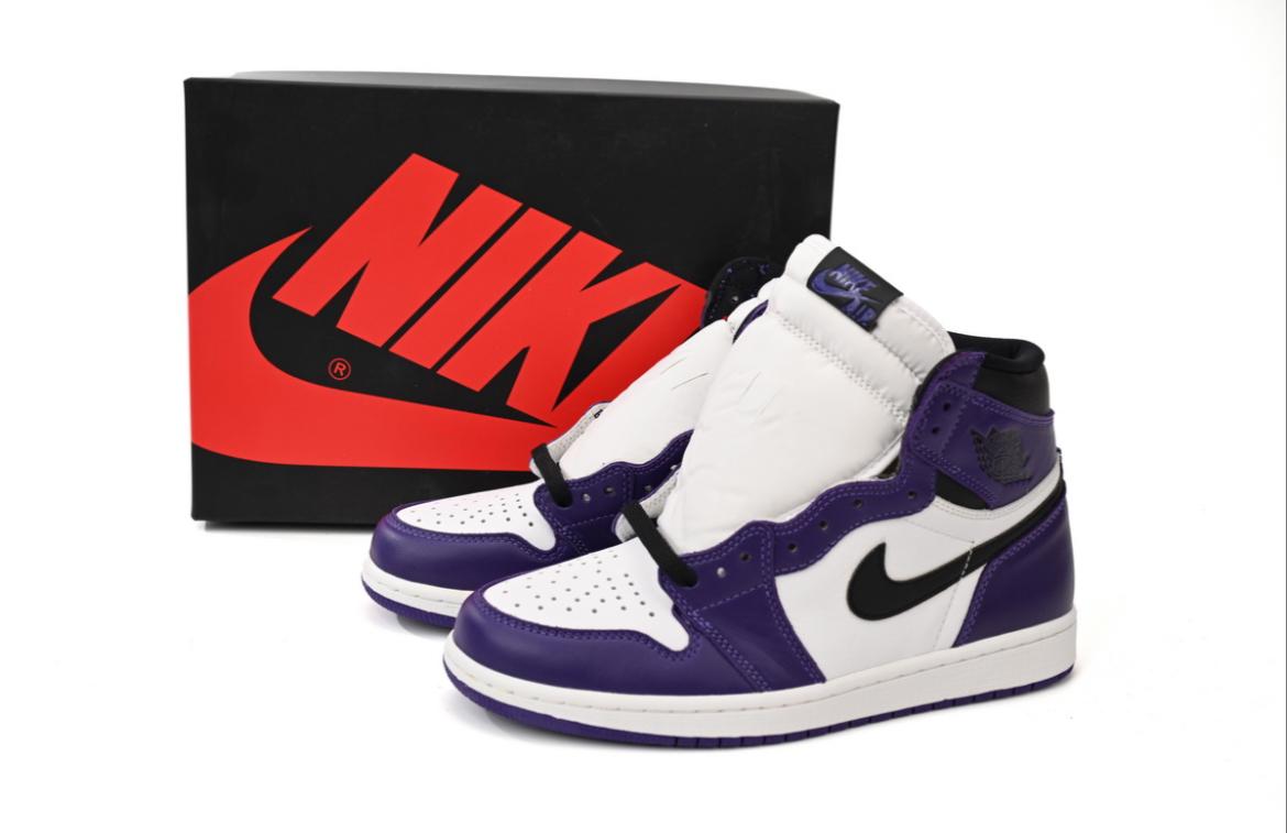 Purple toe Jordan 1 basketball sneakers