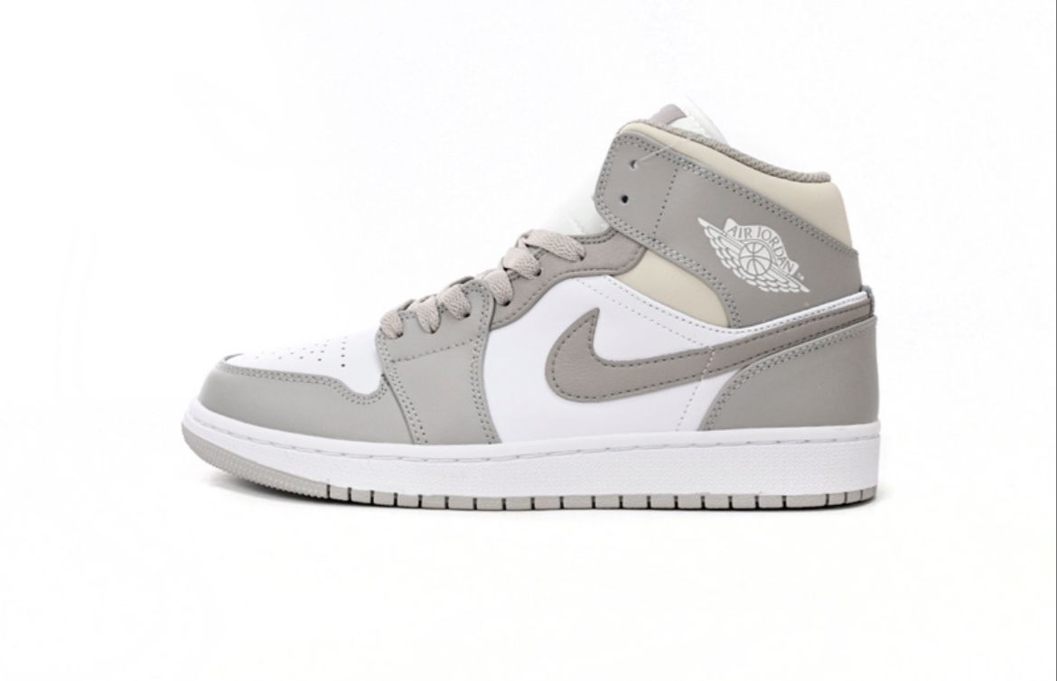 Light bone color Joe 1 mid-top basketball shoes